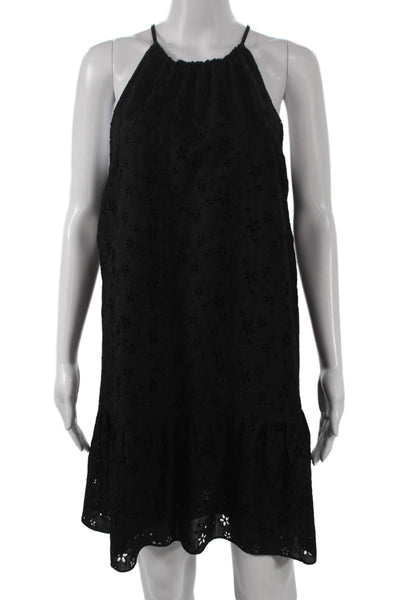 Saint Laurent Womens Black Wool Halter Shift Dress Button Sleeveless Size 42