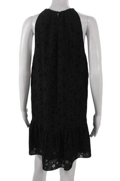 Saint Laurent Womens Black Wool Halter Shift Dress Button Sleeveless Size 42