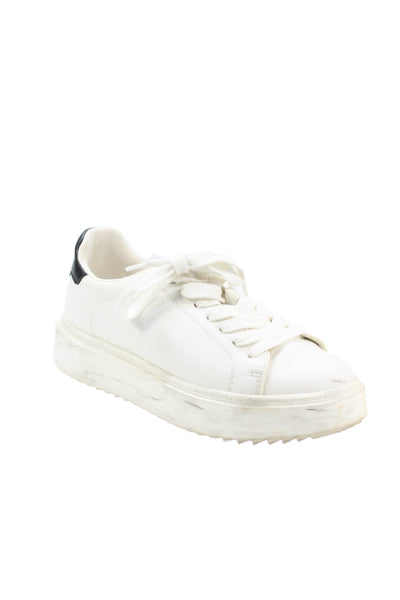 4450500 Steve Madden Womens Leather Casual Low Top Sneakers White Size 8