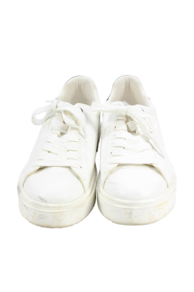 4450500 Steve Madden Womens Leather Casual Low Top Sneakers White Size 8