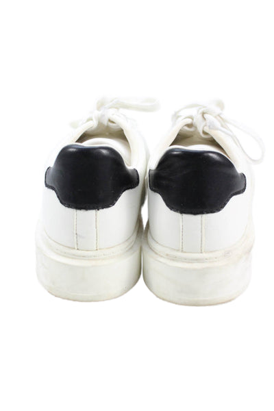 4450500 Steve Madden Womens Leather Casual Low Top Sneakers White Size 8