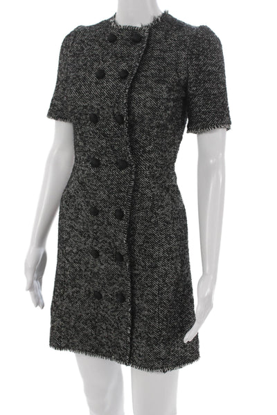 Dolce & Gabbana Women A-Line Houndstooth Black Short Sleeve Dress Size 36