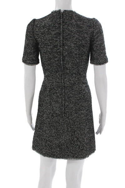 Dolce & Gabbana Women A-Line Houndstooth Black Short Sleeve Dress Size 36