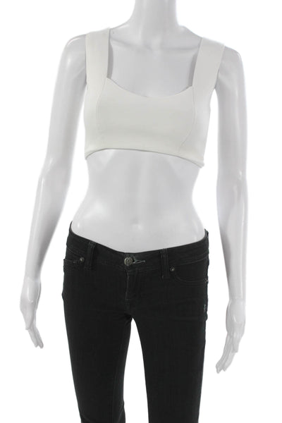 A.L.C. Women Cropped Tank Square Neck Sleeveless White Size XS