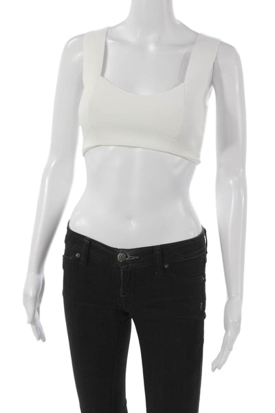 A.L.C. Women Cropped Tank Square Neck Sleeveless White Size XS