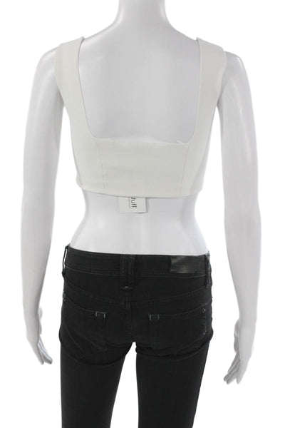 A.L.C. Women Cropped Tank Square Neck Sleeveless White Size XS