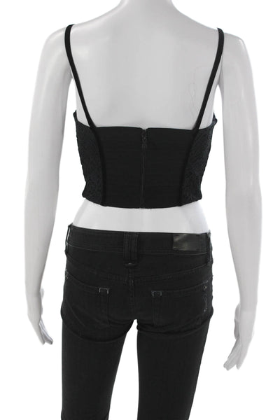 Alice + Olivia Women Camisole Sweetheart Black Nylon Zip Sleeveless Size 2