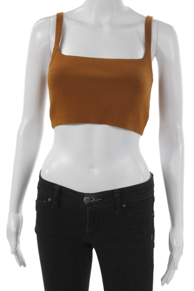 A.L.C. Women Cropped Sleeveless Square Neck Tank Brown Size M