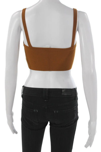 A.L.C. Women Cropped Sleeveless Square Neck Tank Brown Size M