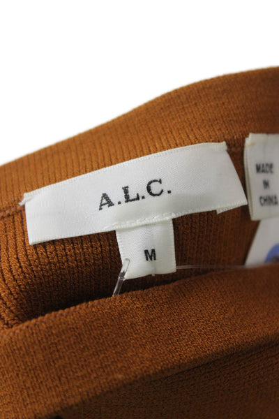 A.L.C. Women Cropped Sleeveless Square Neck Tank Brown Size M