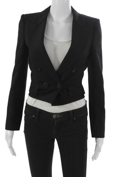 Saint Laurent Women Black Wool Pinstripe Blazer Button Size 36