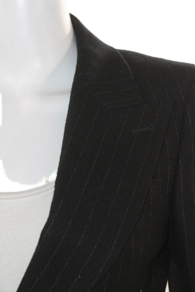 Saint Laurent Women Black Wool Pinstripe Blazer Button Size 36