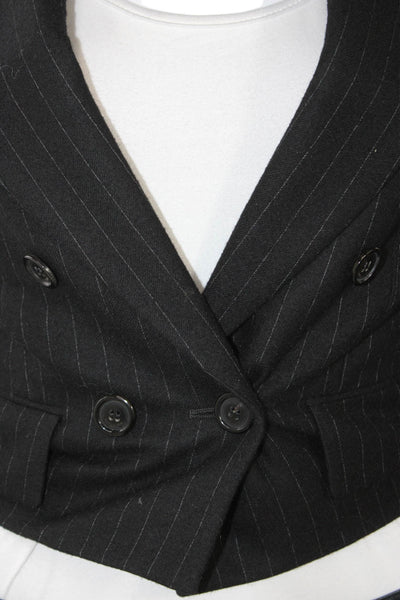 Saint Laurent Women Black Wool Pinstripe Blazer Button Size 36