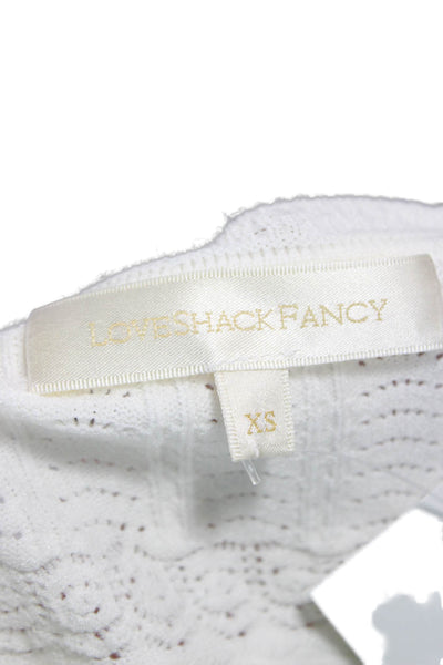 Love Shack Fancy Women White Cardigan Long Sleeve Round Neck Size XS
