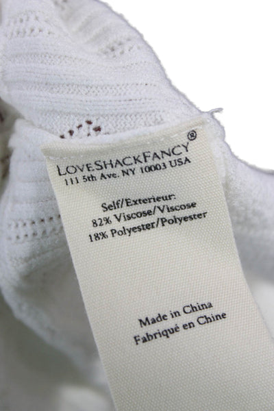 Love Shack Fancy Women White Cardigan Long Sleeve Round Neck Size XS