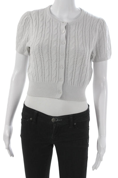 Wilfred Women Gray Short Sleeve Cardigan Round Neck Size S