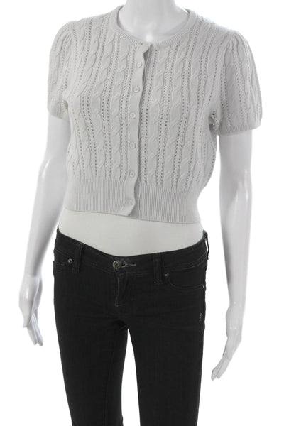 Wilfred Women Gray Short Sleeve Cardigan Round Neck Size S