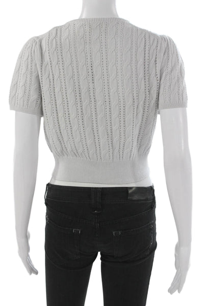 Wilfred Women Gray Short Sleeve Cardigan Round Neck Size S