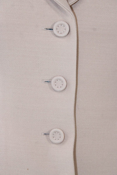 Christian Dior Womens Beige Blazer Wool Silk Buttoned Long Sleeve Size 2
