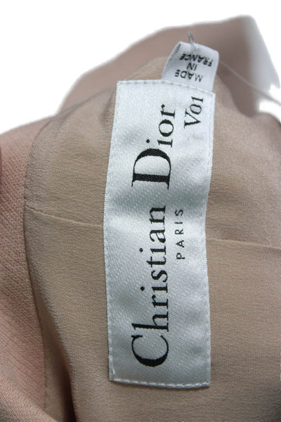 Christian Dior Womens Beige Blazer Wool Silk Buttoned Long Sleeve Size 2