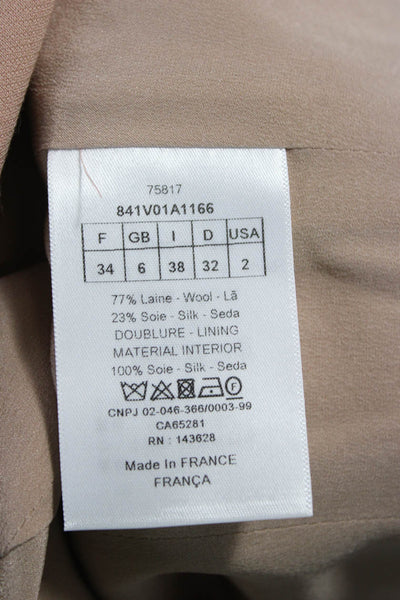 Christian Dior Womens Beige Blazer Wool Silk Buttoned Long Sleeve Size 2