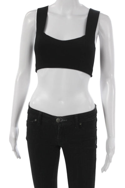 A.L.C. Womens Cropped Black Square Neck Sleeveless Tank Size S
