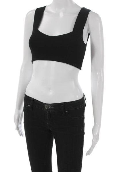 A.L.C. Womens Cropped Black Square Neck Sleeveless Tank Size S