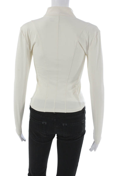 Le Ore Womens Track Jacket Ivory Polyester Zip Long Sleeve Size XS
