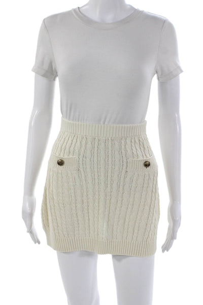 Not Available Womens Ivory Cotton Mini Skirt Pull On Size 38