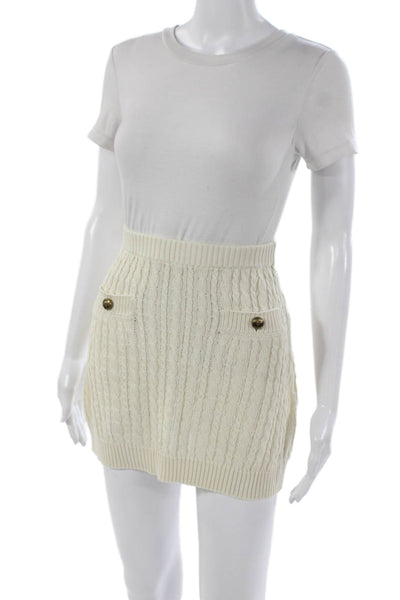 Not Available Womens Ivory Cotton Mini Skirt Pull On Size 38