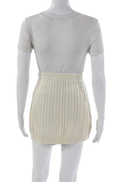 Not Available Womens Ivory Cotton Mini Skirt Pull On Size 38