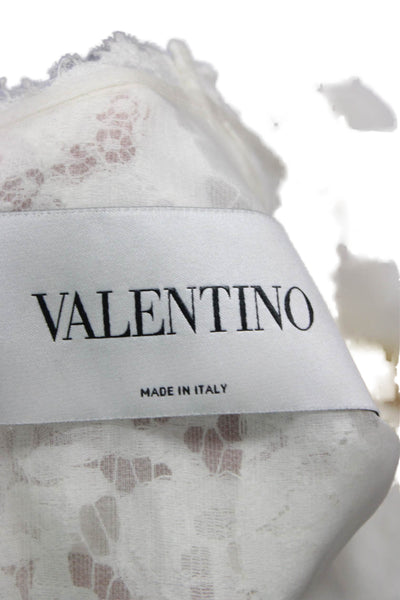 Valentino Women Fit & Flare Dress White High Neck Short Sleeve Size 4