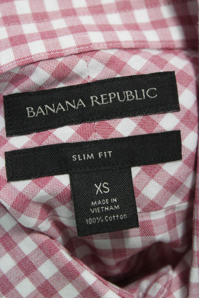 Banana Republic Mens Slim Fit Button Down Shirt Pink Cotton Size Extra Small