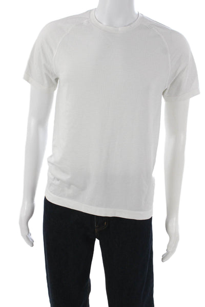 Lululemon Mens Basic White Crew Neck Short Sleeve Nylon T-Shirt Size S