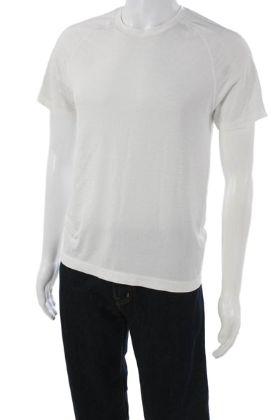 Lululemon Mens Basic White Crew Neck Short Sleeve Nylon T-Shirt Size S