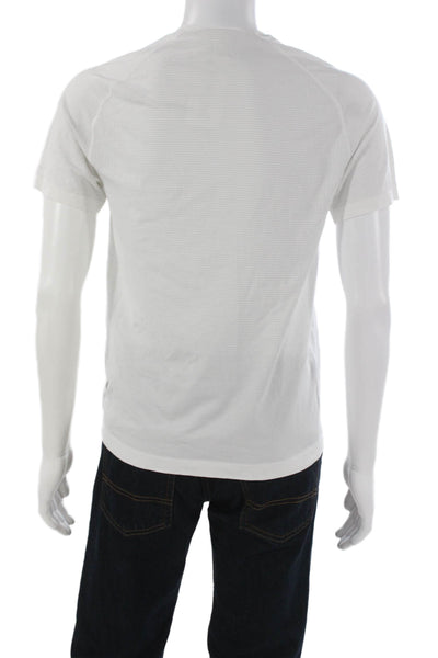Lululemon Mens Basic White Crew Neck Short Sleeve Nylon T-Shirt Size S