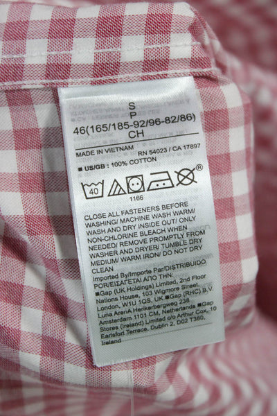 Banana Republic Mens Plaid Slim Fit Button Down Shirt Pink White Size Small
