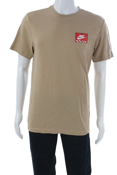 Nike Mens Shirt Beige Robot Graphic Cotton Short Sleeve Size S