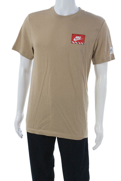 Nike Mens Shirt Beige Robot Graphic Cotton Short Sleeve Size S
