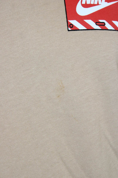 Nike Mens Shirt Beige Robot Graphic Cotton Short Sleeve Size S