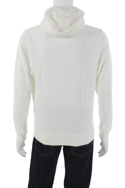 Nike Mens Pullover Hoodie White Crew Neck Cotton Blend Long Sleeve Size S