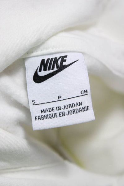 Nike Mens Pullover Hoodie White Crew Neck Cotton Blend Long Sleeve Size S