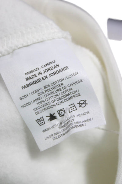 Nike Mens Pullover Hoodie White Crew Neck Cotton Blend Long Sleeve Size S