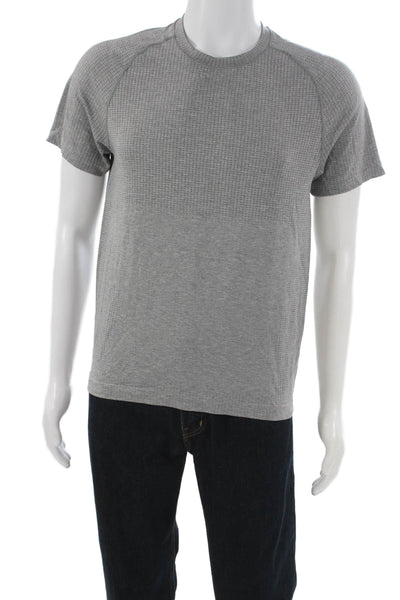 Lululemon Mens Pullover T-Shirt Gray Crew Neck Nylon Short Sleeve Size S