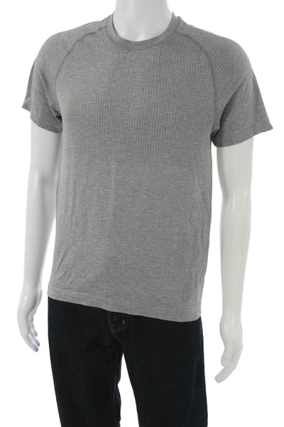 Lululemon Mens Pullover T-Shirt Gray Crew Neck Nylon Short Sleeve Size S