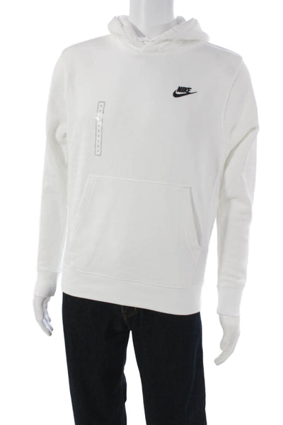 Nike Mens Pullover Hoodie White Crew Neck Sports 80% Cotton Size S