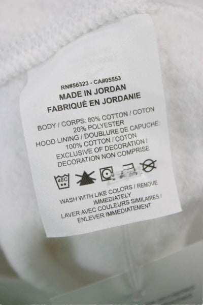 Nike Mens Pullover Hoodie White Crew Neck Sports 80% Cotton Size S