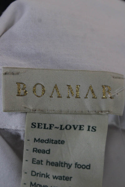 Boamar Womens Tunic Button Up Collared Long Sleeve White Polyester Size M