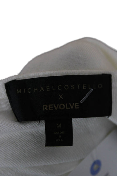 Michael Costello x Revolve Women Cropped V-Neck Long Sleeve Tee White Size M