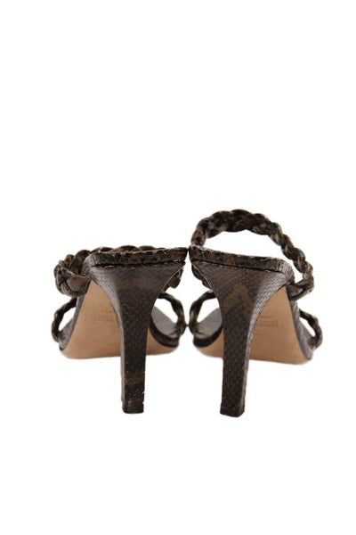 Paris Texas Womens Embossed Snakeskin Square Toe Heels Shoes Brown Size 10.5